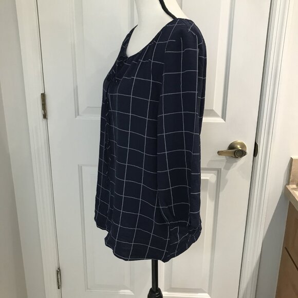 NYCC Women's Windowpane Lace Up Blouse M - Picture 5 of 8